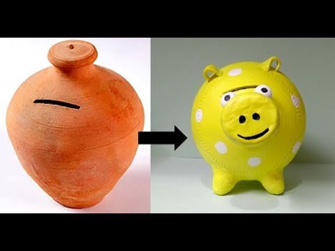 Shilpkar Craft Idea, Air-Dry Clay Piggy Bank, How to make a Clay Piggy Bank, DIY Designer Piggy Bank