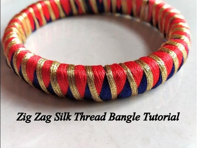 Silk Thread Bangle. How to make Silk Thread Jewelry. Zig Zag Silk Thread Bangle