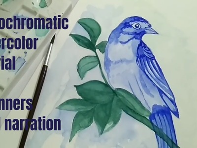 Watercolor tutorial in Hindi . monochromatic watercolor painting for beginners