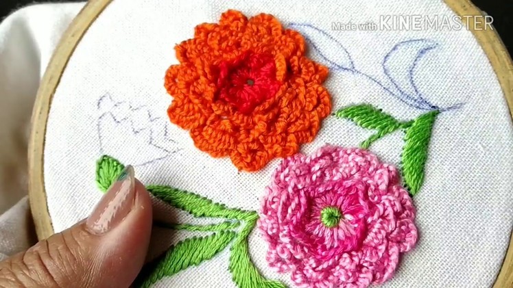 215-Carnation flower embroidery (Hindi.Urdu)