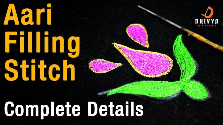 Aari filling stitch | aari work for beginners | Aari Leaf filling | chain stitch embroidery | DIY