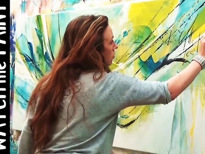 Abstract large acrylic painting demo - speedpainting - timelapse -  by zacher-finet