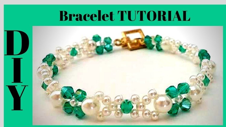 Beaded bracelet.  How to make bicones and pearls bead bracelet. Easy beading tutorial
