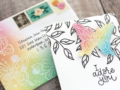 Brush Blended Matching Card & Envelope - Simon Says Stamp April 2018 Card Kit