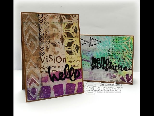 Brushos used with the Gelli Plate - Mixed Media Cardmaking Tutorial
