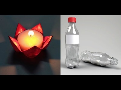 Candle holder with plastic bottle