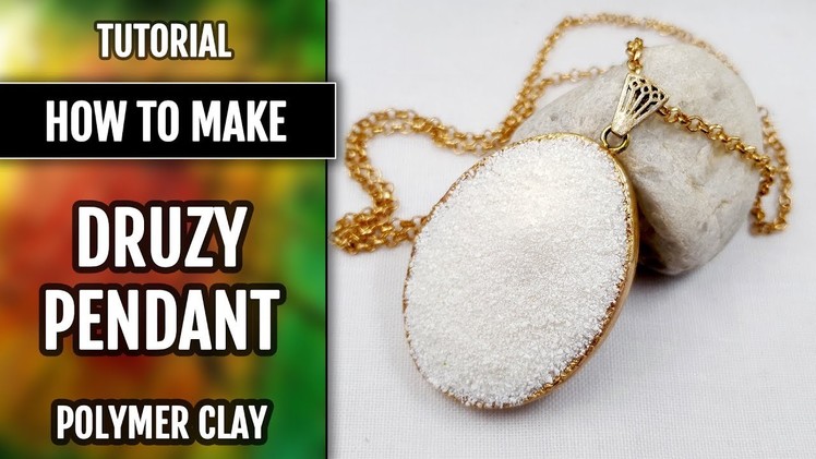 Claire Randall's Pendant - Inspired by "Outlander"!  Faux White Druzy Stone from Polymer Clay!