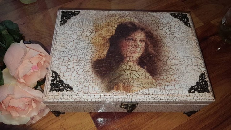 Decoupage and other technics-Decoupage box with crackle and rice paper