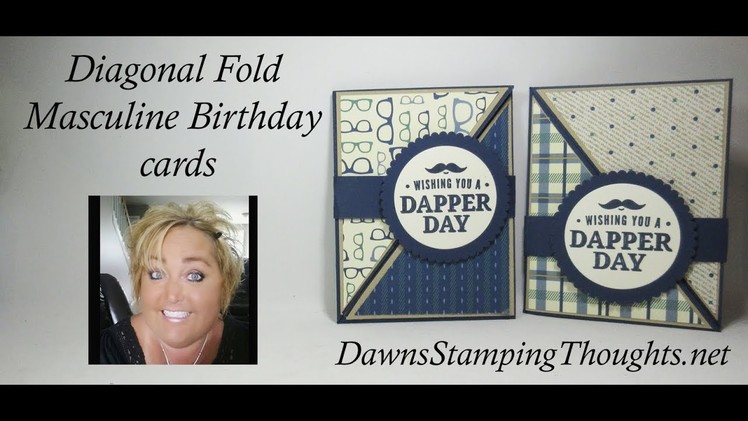 Diagonal Fold Masculine Birthday cards