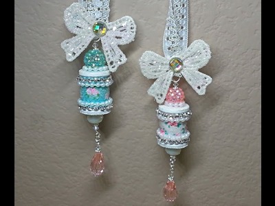 DIY~Make Sparkly Sugar Shabby Chic Spool Ornaments!
