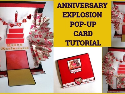 Explosion Pop Up Card Tutorial - Anniversary Theme by Sangitaa Rawat | Easy Tutorial | DIY | Cake
