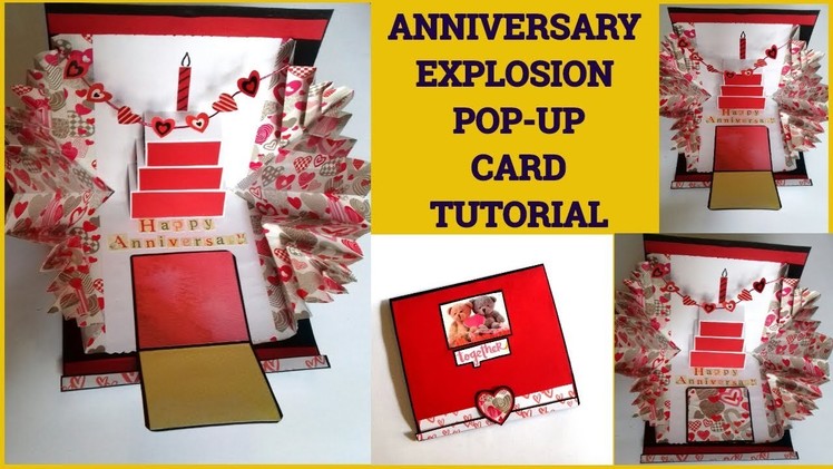 Explosion Pop Up Card Tutorial - Anniversary Theme by Sangitaa Rawat | Easy Tutorial | DIY | Cake