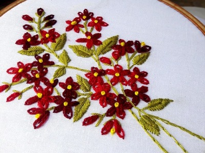 Hand Embroidery: Double Daisy stitch flower design by nakshi katha.