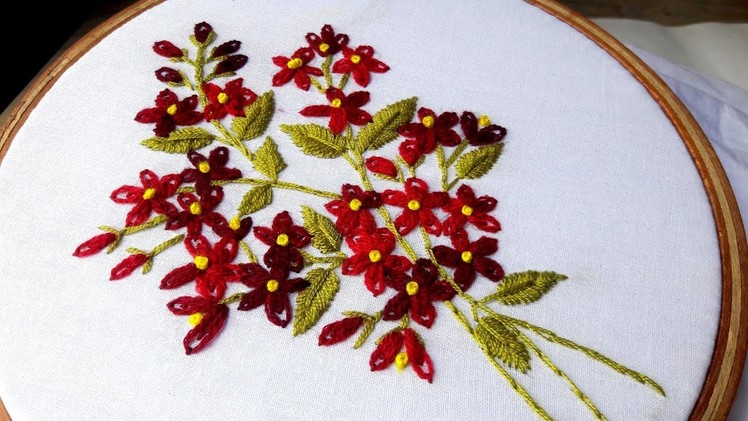 Hand Embroidery: Double Daisy stitch flower design by nakshi katha.