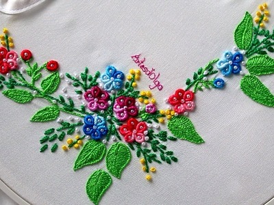 Hand Embroidery: Ring Bullion Stitch Flowers | Bordados a mano: Flores con puntada rococó en anillo