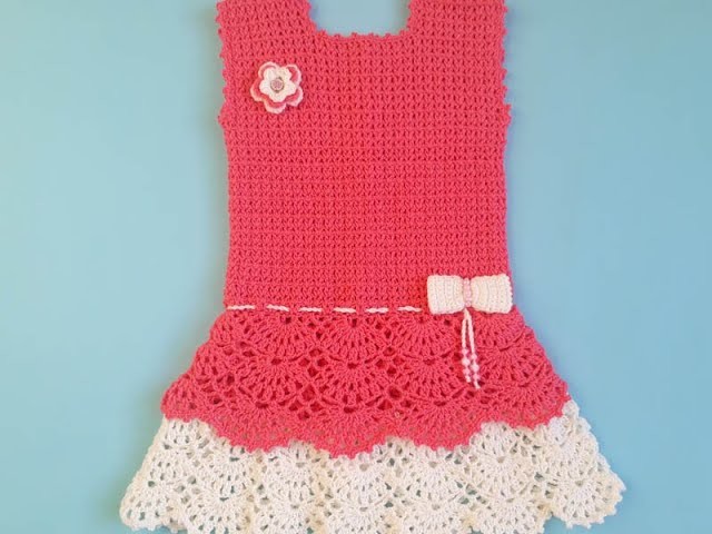 How To Crochet Baby Ruffle Dress(کرو شیہ بے بی فراک)