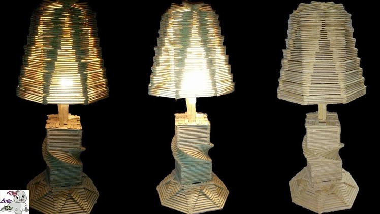 How to make a Table Lamp with Popsicle Stick (Unique) || Lamp Shade || Ice Cream Stick Lamp