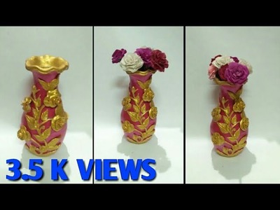 POT DECORATION | Handmade ROSE FLOWERS DESIGN || BY SLIPKAR CRAFTS || OMS arts and crafts