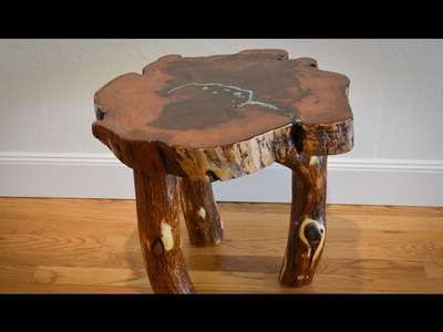Woodworking - How to level rustic mesquite end table log legs with a router.