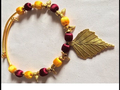 Yellow and Marron color designer silk thread antique necklace leaf model - SSC Arts 519