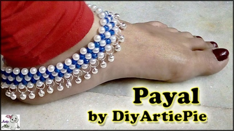 #124 Simple Way to Make a Beautiful Payel by DIYARTIEPIE || Pearl Making Jewellery || Nupur Making