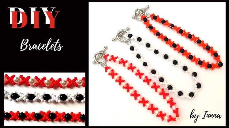 Beaded friendship bracelets.Beginners pattern ????????????