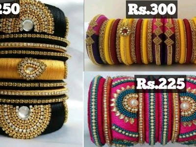 Beautifull silk thread bangles. . with stone and pearl work. .