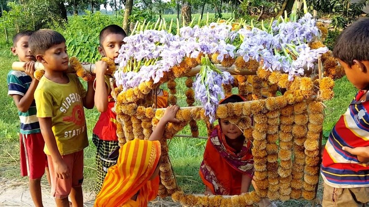 Bur Flowers Traditional Marriage Vehicle (Palki) - Beautiful Toys Palanquin Making For Kids Playing