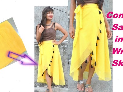 Convert.Re-Use.Recycle Old Saree into Up-down Wrap Skirt only in 5 Minutes