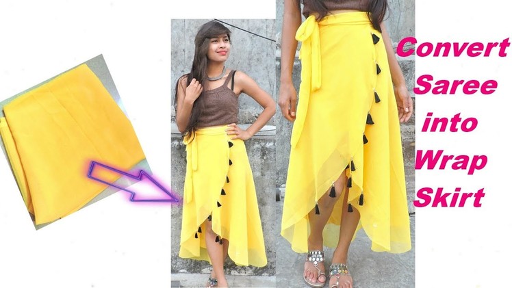 Convert.Re-Use.Recycle Old Saree into Up-down Wrap Skirt only in 5 Minutes
