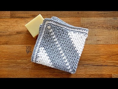Corner-to-Corner Moss Stitch Washcloth - FREE Crochet Pattern by Yay For Yarn