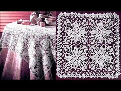 Crochet flower motif for Doily Tablecloth  Part 4  Border 4 - 5 round