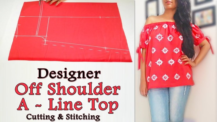 Designer Off Shoulder A Line Top with Knot Sleeves Cutting and Stitching | Latest Top Design