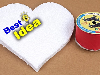 DIY Best Out of Waste Idea Using Thermocol | Beautiful Heart Shaped Photo frame Making | Home Decor