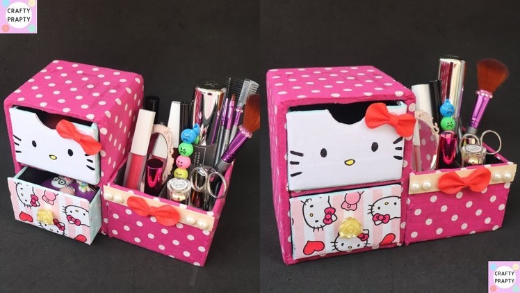 DIY Desk Organizer. DIY Makeup Organizer. Cajas organizadoras de Hello kitty.Hello kitty organizer
