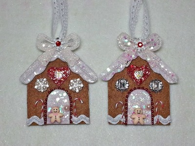 DIY~Sparkling Gingerbread House Ornament! Easy With Pattern!