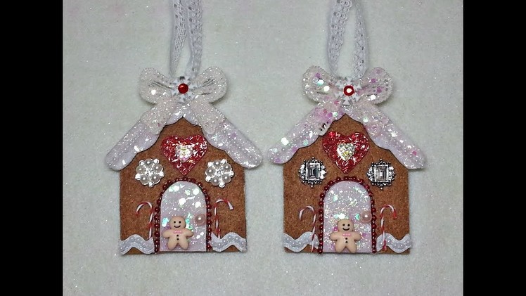DIY~Sparkling Gingerbread House Ornament! Easy With Pattern!