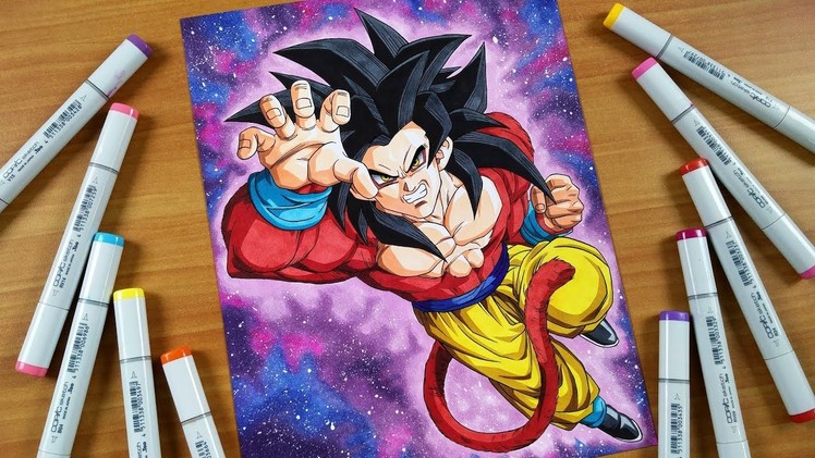 Drawing Goku SSJ4 with Galaxy Background (I Spent a WEEK on this) - Dragonball GT