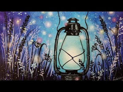 Easy Acrylic Painting Fireflies Lantern LIVE