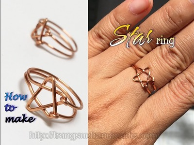 Easy Star ring from copper wire - "Night sky" jewelry set 408