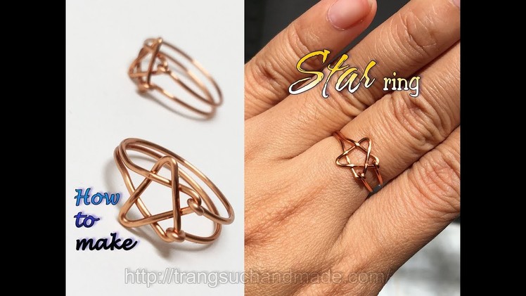 Easy Star ring from copper wire - "Night sky" jewelry set 408