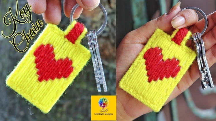 How to make a Plastic canvas key chain | Heart sign key chain | Best craft idea of key ring