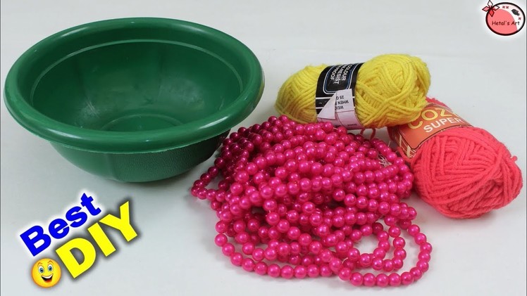 How To Make Jhumar Using Basket || DIY Wall Hanging Making || Handmade Things For Home Decoration