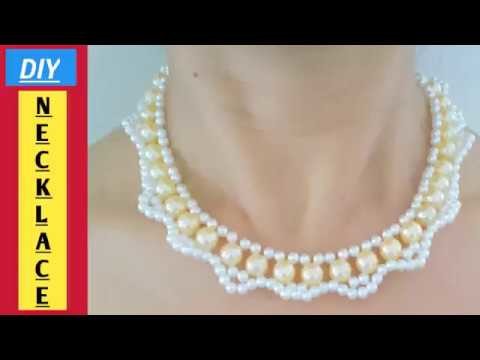 HOW TO MAKE YELLOW PEARL BEADS NECKLACE AT HOME???? COLLAR NECKLACE????JEWELRY MAKING????DIY TUTORIAL????