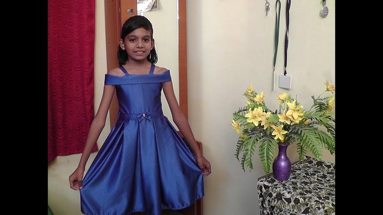 KIDS OFF SHOULDER BOX PLEAT FROCK CUTTING AND STITCHING IN TAMIL  PART-2
