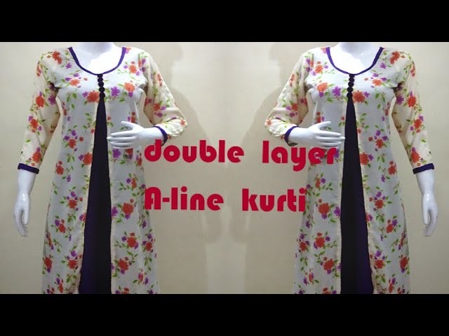 Letest designer double layer kurti cutting and stitching