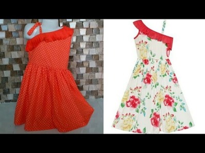 One shoulder flared frock for baby girl | baby girl dress.frock cutting and stitching