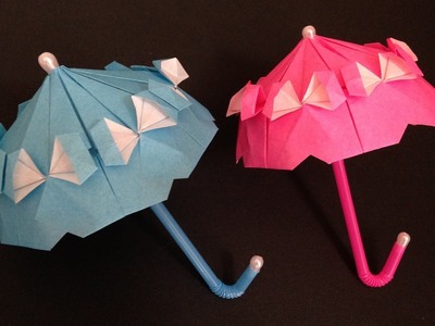 Origami Umbrella with frill（parasol）instructions 折り紙のフリル付きカサパラソル簡単な折り方
