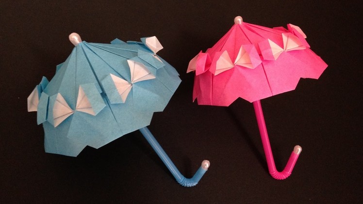 Origami Umbrella with frill（parasol）instructions 折り紙のフリル付きカサパラソル簡単な折り方