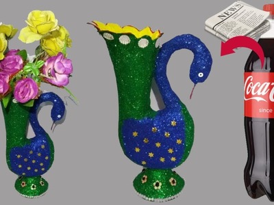 Plastic bottle flower vase ||how to make flower vase||plastic bottle craft || dustu pakhe